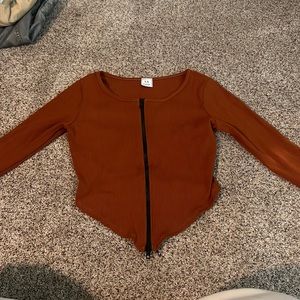 Long sleeve zip up crop top